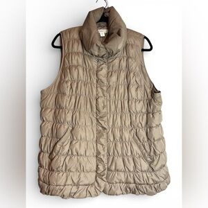 Coldwater Creek Taupe Quilted Puffer Vest Plus Size 1X 18